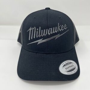 Milwaukee Logo Black GrayTrucker Hat Cap